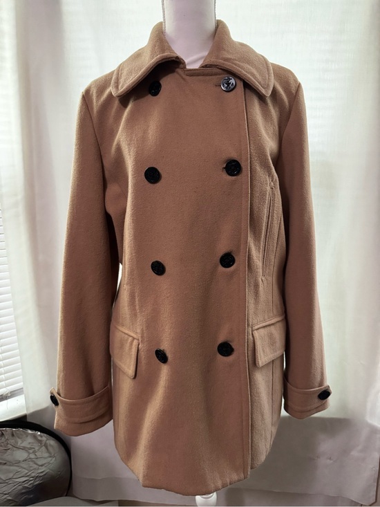 Chaps Jackets & Blazers - Chaps Camel Double-Breasted Peacoat